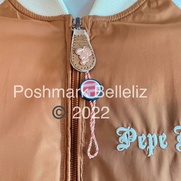 ‘90s Vintage Pepe Jeans Tiger Dragon Embroidered Bomber Jacket Copper Golden Tan - Picture 11 of 12